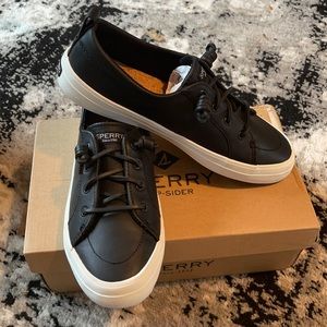 Sperry Crest Vibe Black Leather 9 NIB